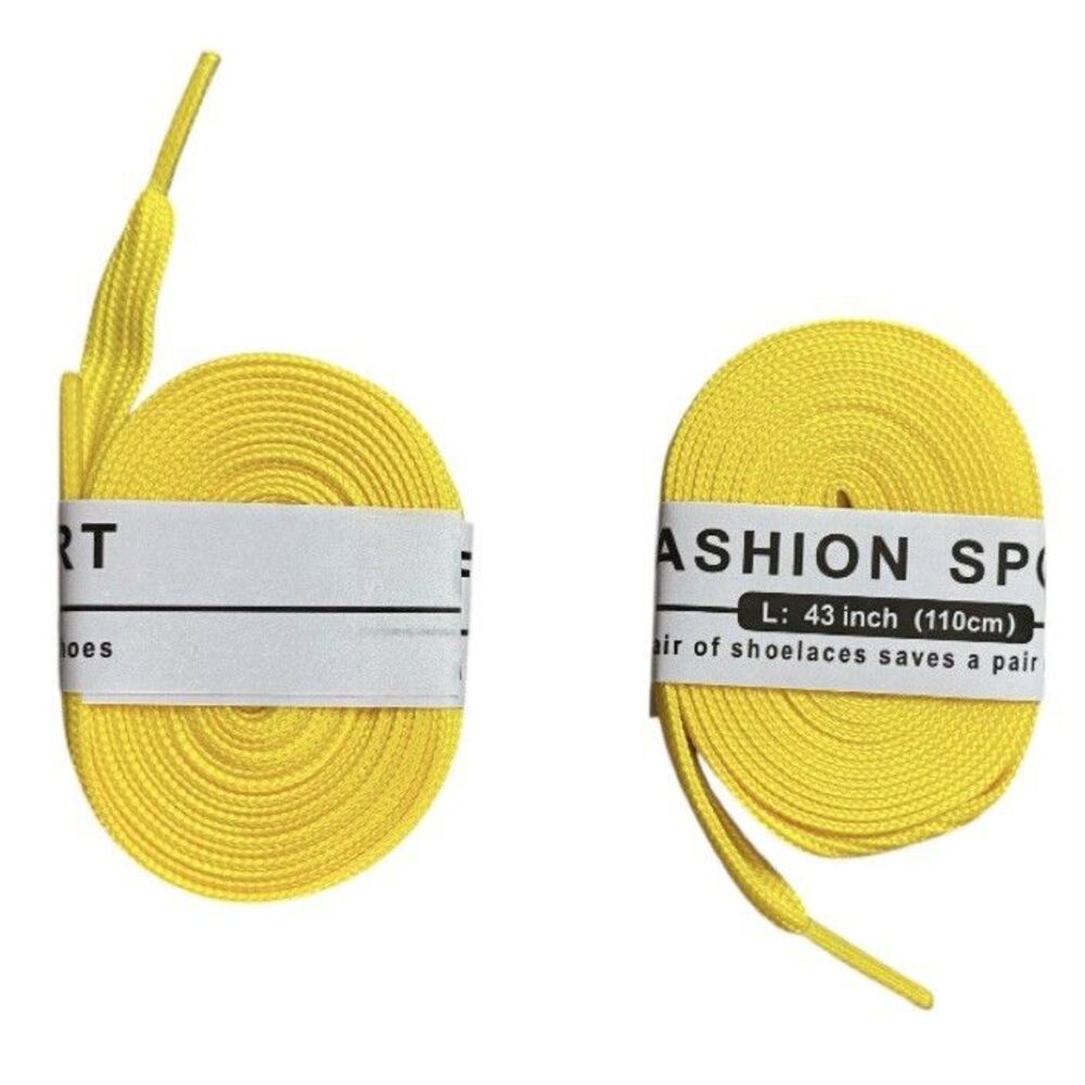 Polyester Flat Shoe Laces, 2 pairs, 5/16in wide; New, Double-layer weave